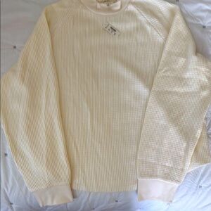 Madewell Cream Waffle Knit Long Sleeve Top